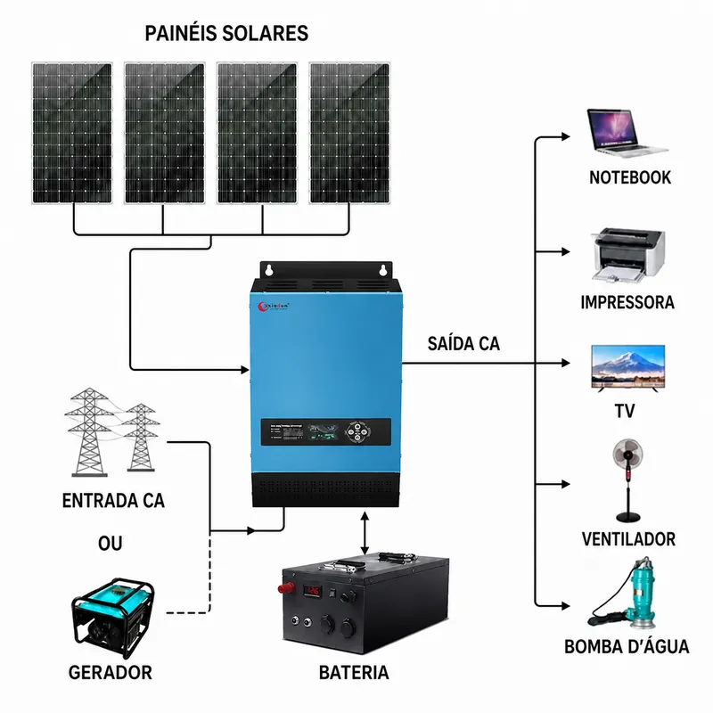 Sistema de energia solar off-grid SESS-LS 3 kW em português