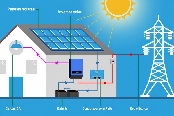 Diagrama de cableado de instalación del cargador de inversor solar
