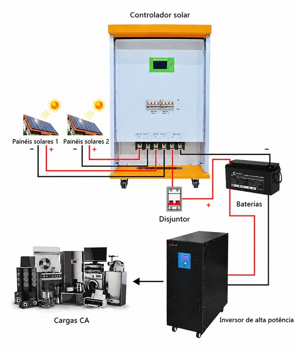 diagrama de ligação do melhor controlador de carga solar pwm