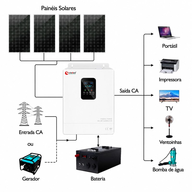 kit de sistema solar off-grid 2kv 2kva 2kw com baterias kit de sistema solar off-grid 2kv 2kva 2kw com baterias