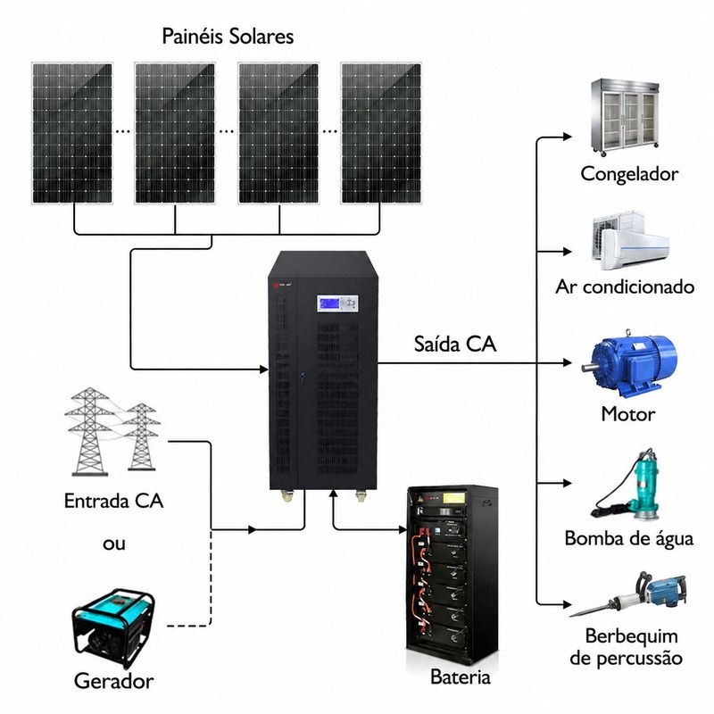 sistema solar off-grid 50kw com baterias para venda sistema solar off-grid 50kw com baterias para venda
