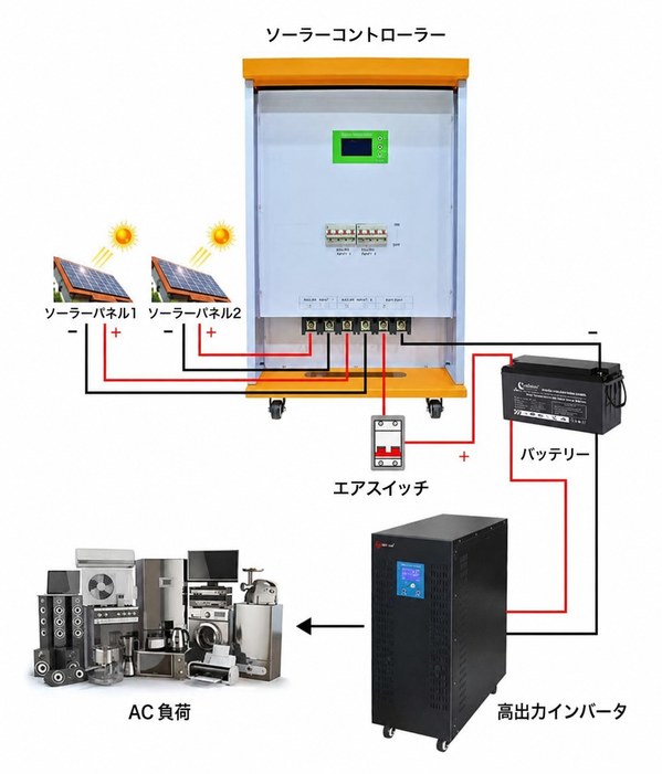 ベストPWMソーラーチャージコントローラー配線図