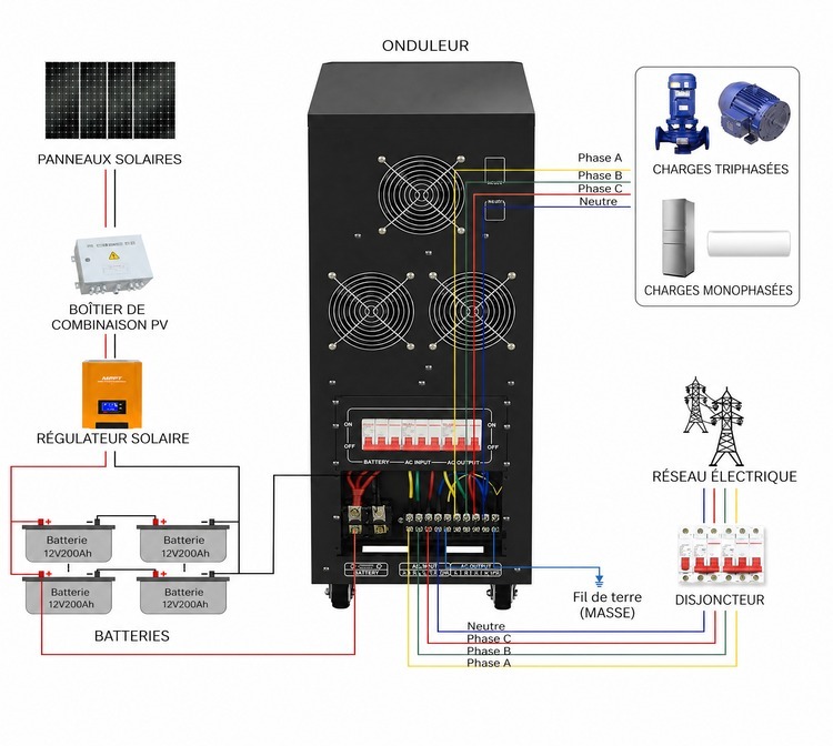 onduleur solaire triphase HDSX 4 kilowatts