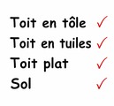 Toit en tôle, toit en tuiles, toit plat, sol